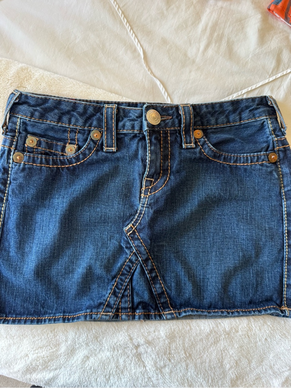 True Religion Dark Blue Denim Mini Skirt A7